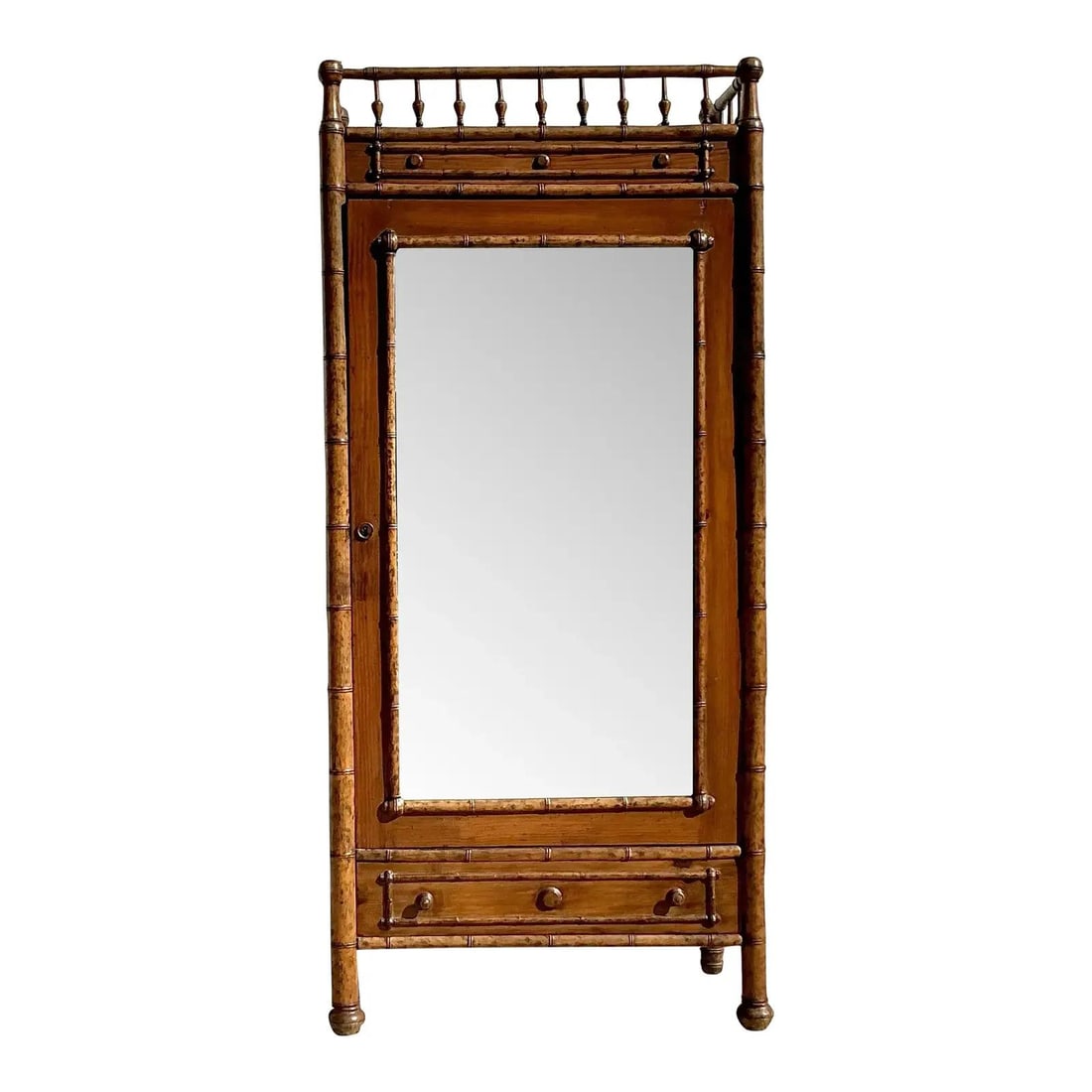 Carved Bamboo Storage Armoire with Bohemian Detailing in Chocolate Finish: Carved Bamboo Storage Armoire with Bohemian Detailing in Chocolate Finish This vintage boho armoire features intricately carved bamboo detailing and natural materials, creating a relaxed yet sophistic