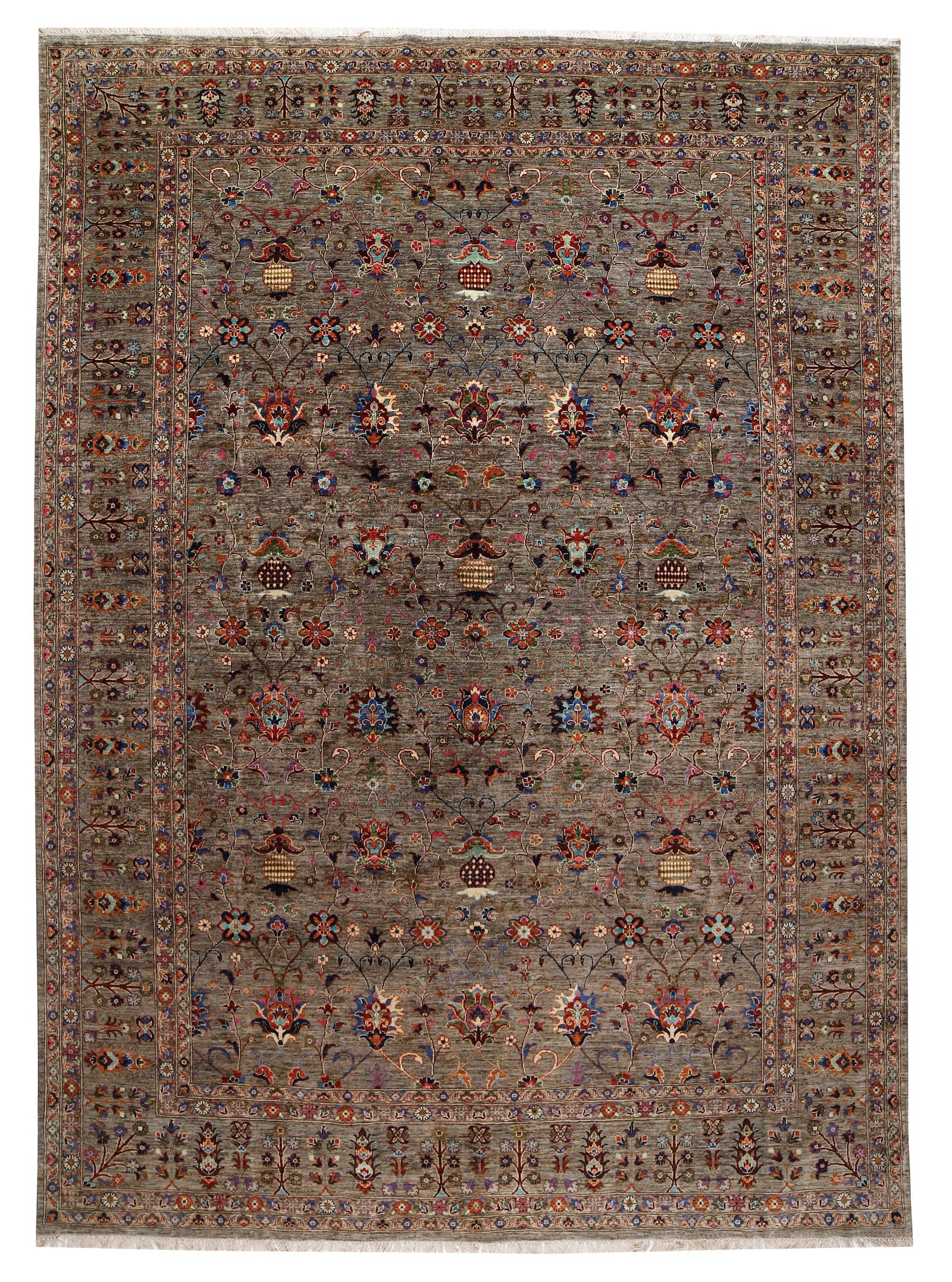 Hand-Knotted 10' x 14' Ghazni Wool Rug Olive Sage Green: Hand-Knotted 10' x 14' Ghazni Wool Rug Olive Sage Green Free continental US Shipping Enhance your living space with this exquisite 10' x 14' Great Rug, skillfully handcrafted from fine Ghazni wool by 