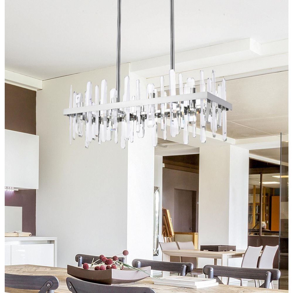 Serena Chrome Crystal Chandelier 16 Light 30 Inch: Serena Chrome Crystal Chandelier 16 Light 30 Inch This modern chandelier features a high-quality chrome-plated finish and is adorned with royal cut clear crystals. Designed for versatility, it offers 