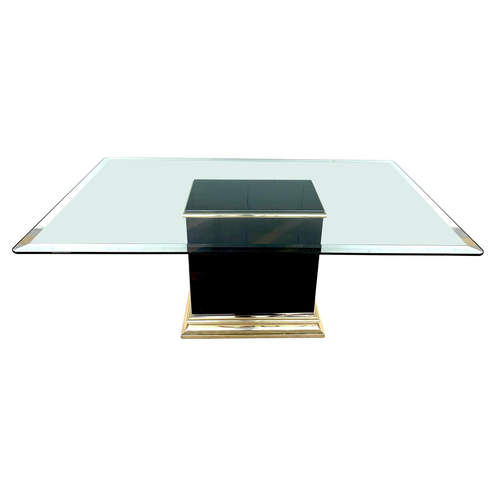 Pierre Cardin Black Lacquer Brass Pedestal Table 1989 Mid-Century Modern (1 of 5)