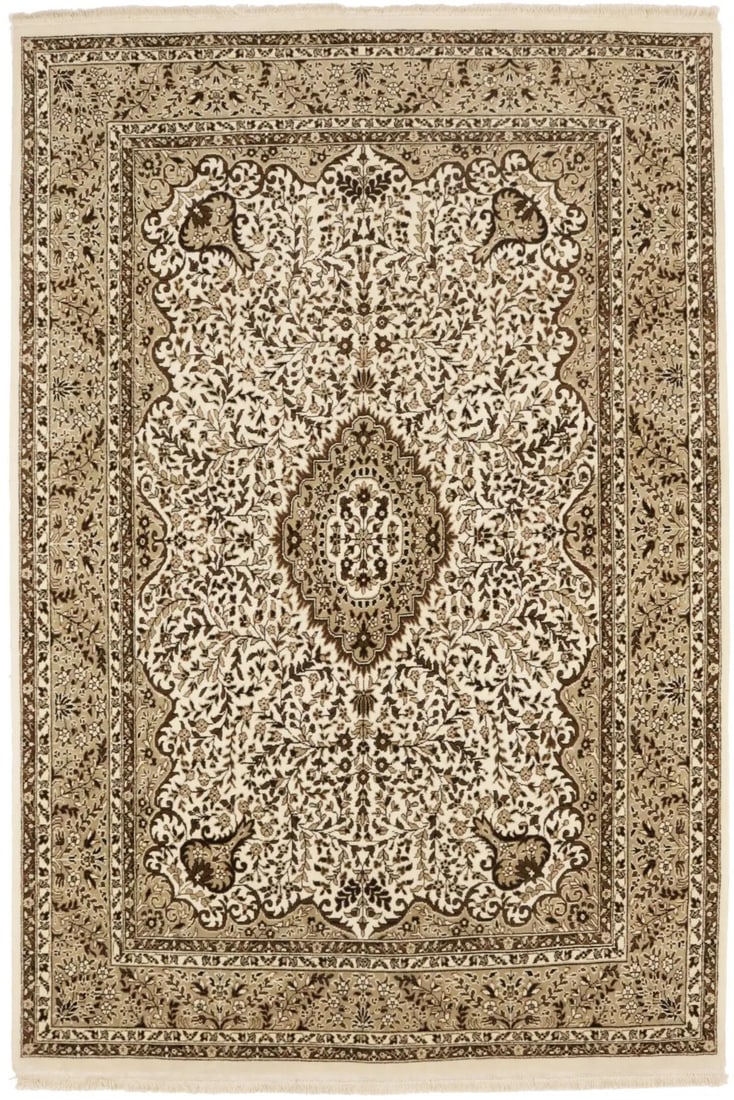Hand-Knotted 7'9 Modern Floral Kirman Area Rug Wool Carpet: Hand-Knotted 7'9 Modern Floral Kirman Area Rug Wool Carpet Enhance your living space with this exquisite 7X9 Traditional Kirman Oriental Area Rug. Hand-knotted in India, this rug features a stunning f