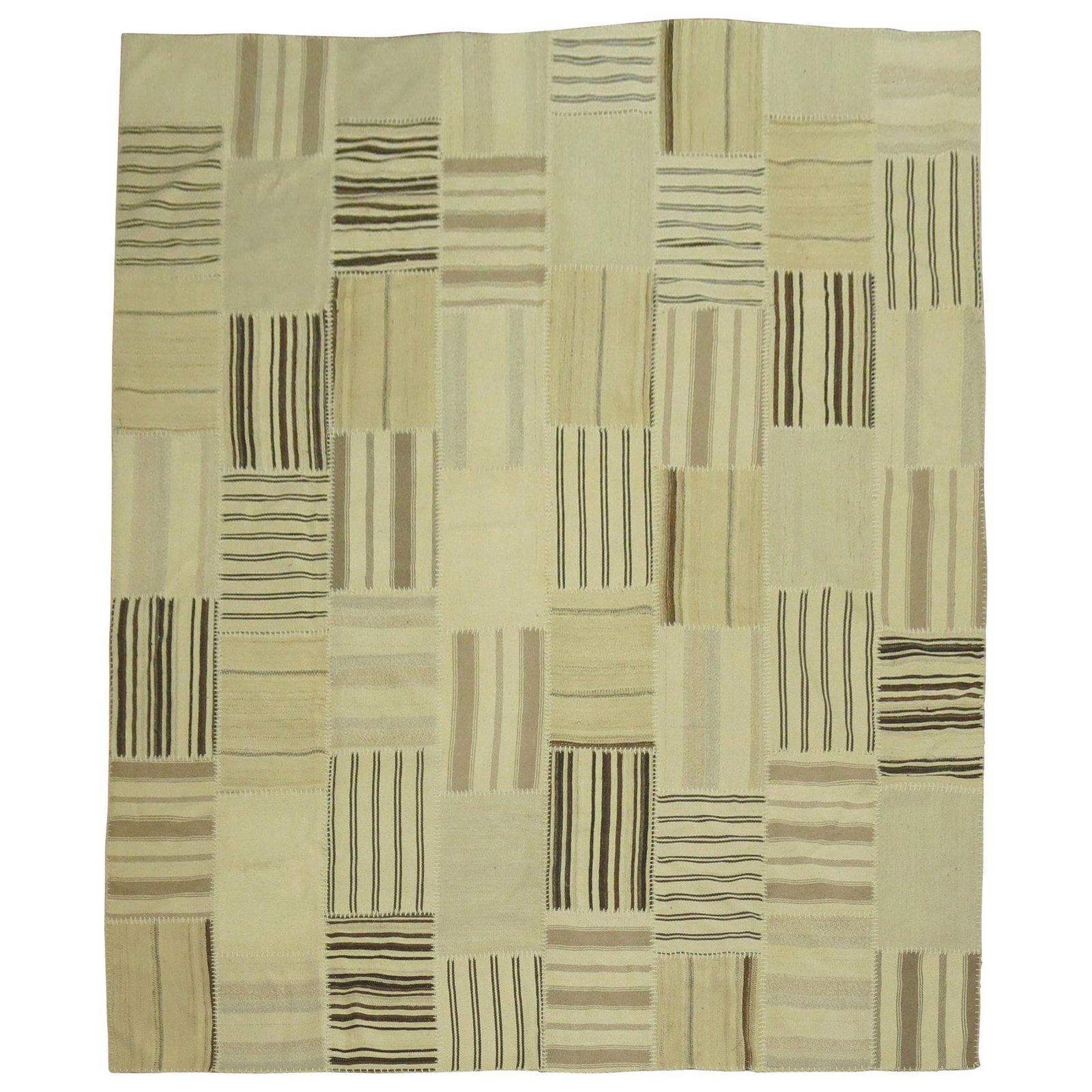 Large Modern Turkish Patchwork Kilim Rug 10'7" x 14'4" Wool Linen (1 of 8)