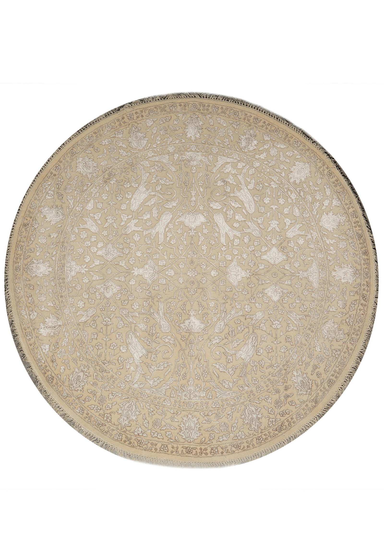 6 x 6 Round Hand Knotted Wool Silk Transitional Area Rug: 6 x 6 Round Hand Knotted Wool Silk Transitional Area Rug Free continental US Shipping A refined round area rug designed for contemporary and transitional interiors, this handmade piece features a soft
