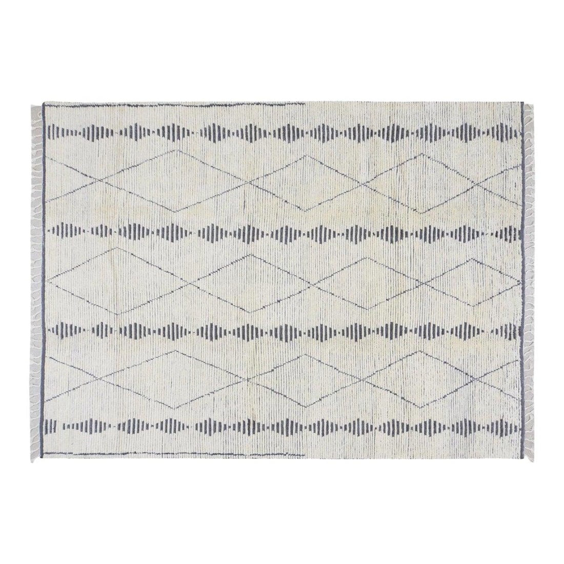 Hand Knotted Wool Aleph Moroccan Rug Beige 10'2" x 14'3" 1980s (1 of 6)