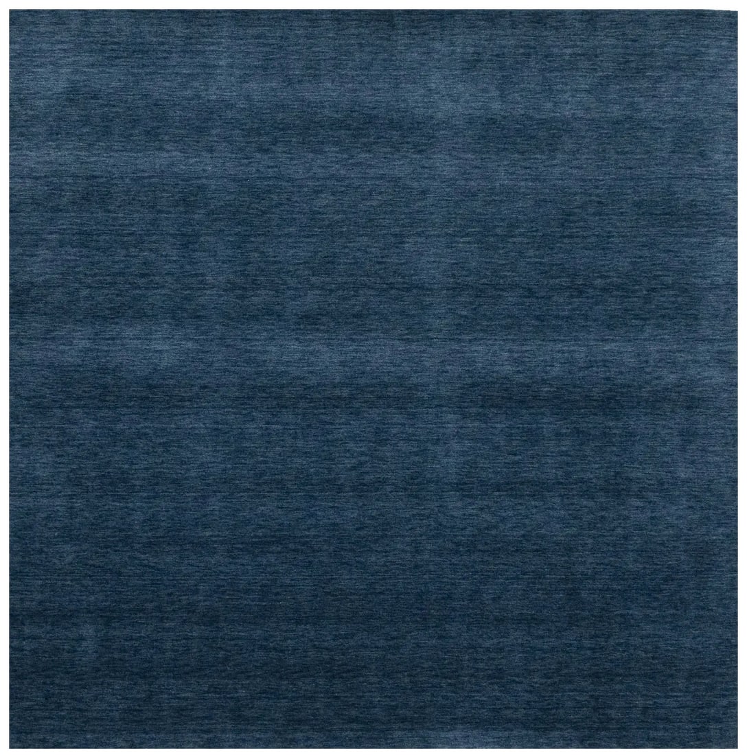 Hand-Loomed Steel Blue 8x8 Gabbeh Wool Square Rug Modern Design: Hand-Loomed Steel Blue 8x8 Gabbeh Wool Square Rug Modern Design Enhance your living space with this exquisite Steel Blue Solid Design Hand-Loomed Gabbeh Wool Square Rug. Measuring 7'11" x 7'11", this 