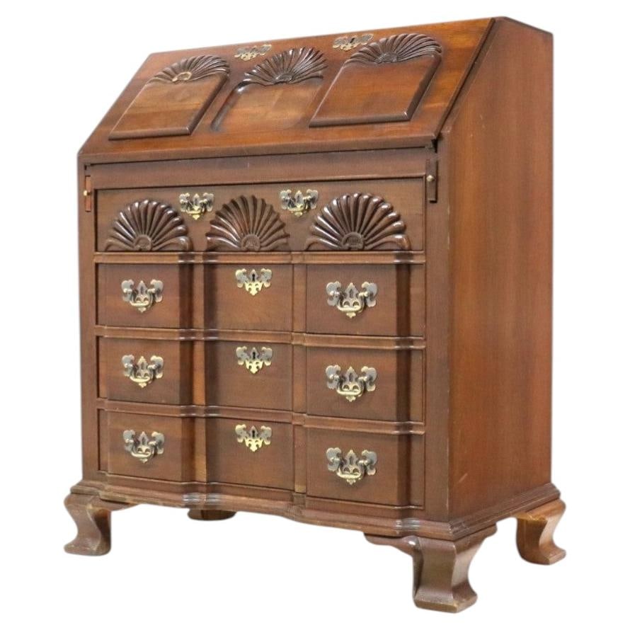 Mahogany Chippendale Revival Secretary Desk c1930 Shell Carved (1 of 16)