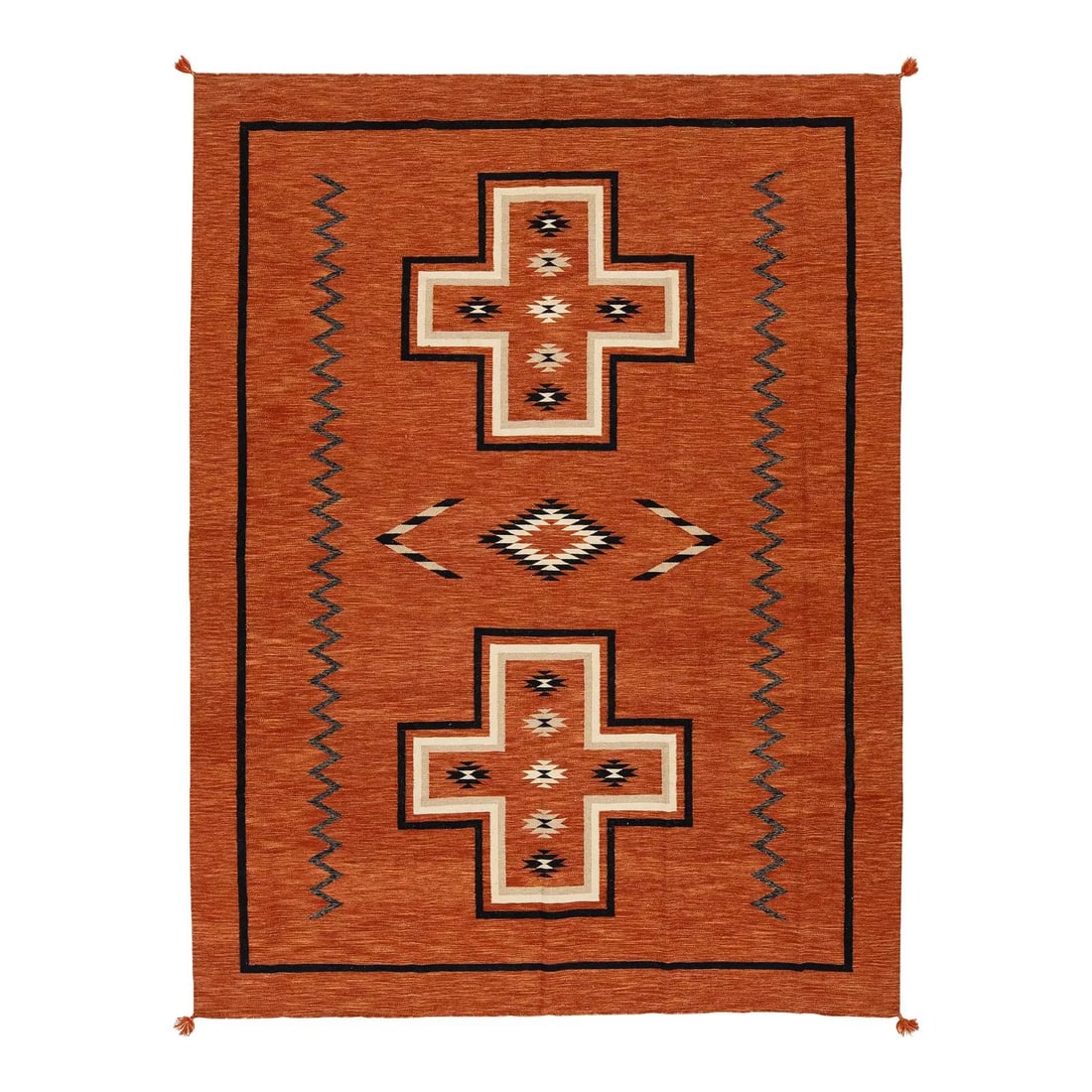 9x12 Hand Woven Wool Navajo Style Rug Terracotta Earth Tones (1 of 10)