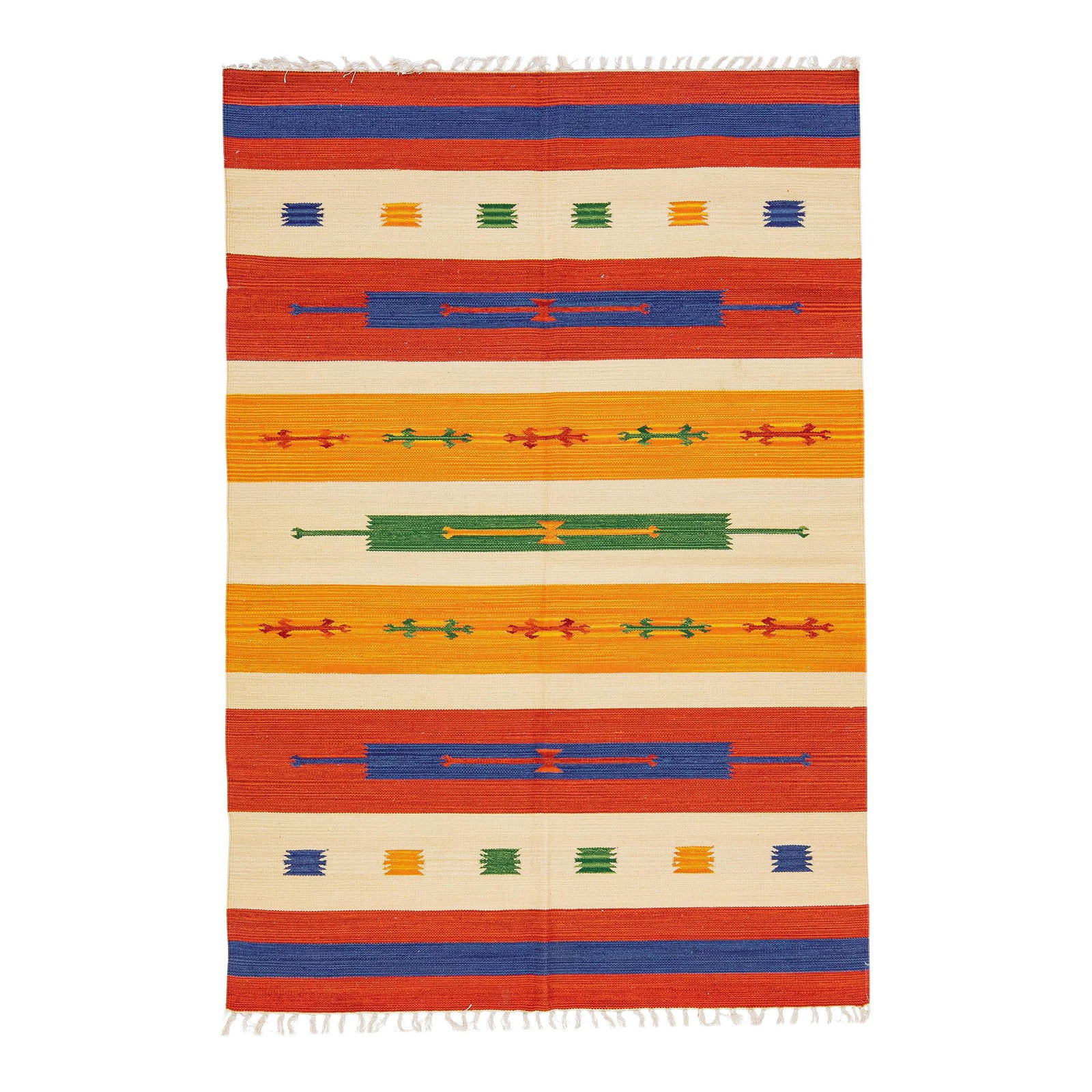 Modern Kilim Handmade Wool Rug Multicolor Geometric Design 4'7 x 6'8: Modern Kilim Handmade Wool Rug Multicolor Geometric Design 4'7 x 6'8 This exquisite Modern Kilim rug features a hand-knotted wool construction with vibrant multicolor accents, showcasing an eye-catchi