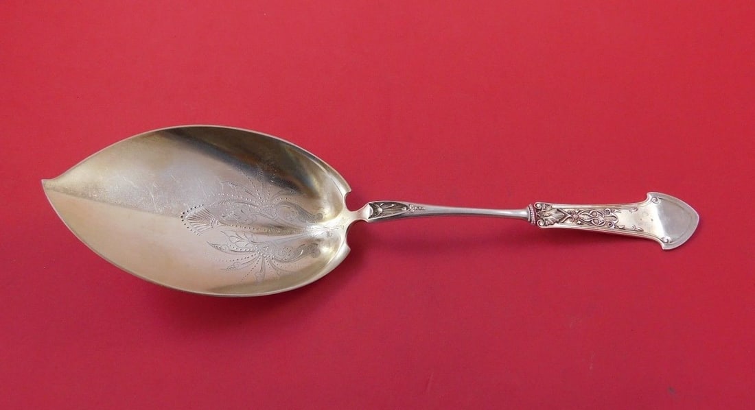 Gorham Corinthian Sterling Silver Ice Cream Server 10 1/4 Bright-Cut: Gorham Corinthian Sterling Silver Ice Cream Server 10 1/4 Bright-Cut This exquisite ice cream server from Gorham's Corinthian pattern showcases a stunning bright-cut design, perfect for elevating your