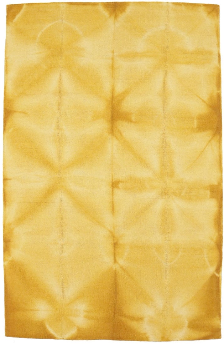 Modern Golden Yellow Tie-Dye 5x8 Hand-Tufted Wool Area Rug: Modern Golden Yellow Tie-Dye 5x8 Hand-Tufted Wool Area Rug Enhance your space with this stunning Contemporary Golden Yellow Tie-Dye Abstract rug, measuring 5'0" x 8'0". Hand-tufted in India from high-