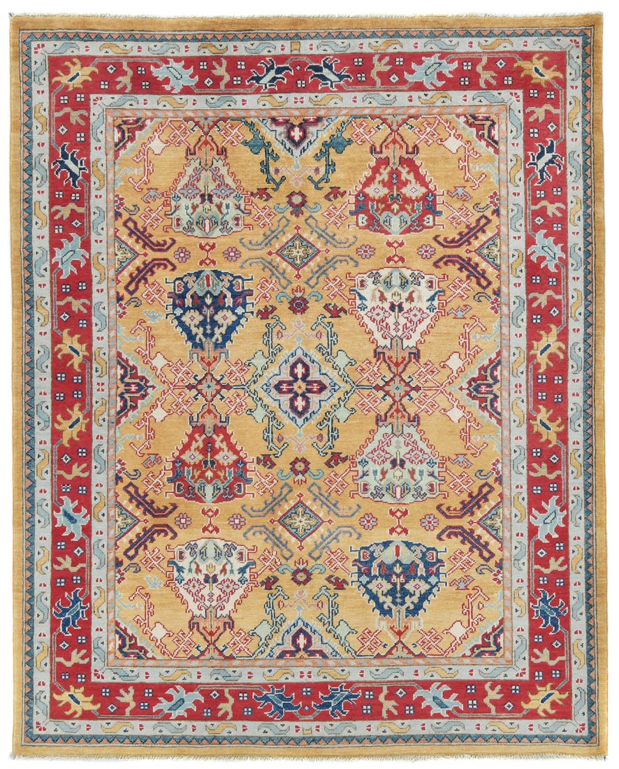 Handmade Kazak Wool Rug 4'11 x 6'4 Modern Pictorial Design: Handmade Kazak Wool Rug 4'11 x 6'4 Modern Pictorial Design Enhance your space with this exquisite Handmade Kazak Pakistan Rug, featuring a modern pictorial design. This unique area rug measures 4'11" 