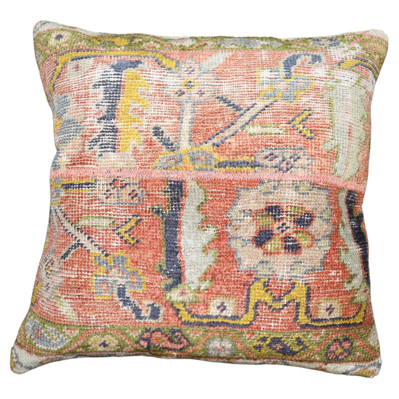 Antique Tabriz Rug Pillow 22 x 22 Wool Cotton (1 of 5)