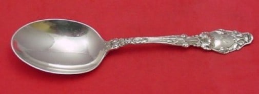 Gorham Virginiana Sterling Silver Serving Spoon 8 3/4 Monogrammed: Gorham Virginiana Sterling Silver Serving Spoon 8 3/4 Monogrammed Sterling silver vegetable serving spoon in the Virginiana pattern by Gorham. This large serving spoon measures 8 3/4 inches and is mon