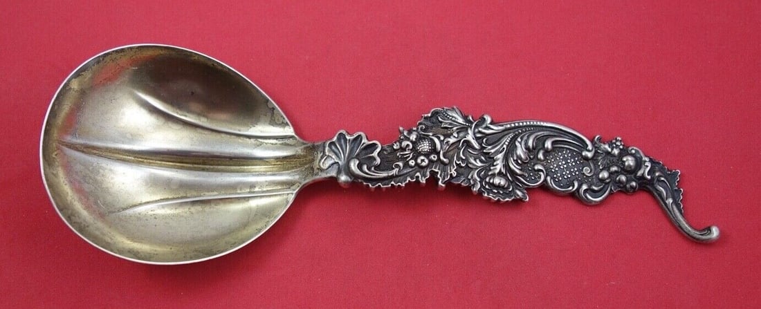 Shiebler Number 3927 Sterling Silver Berry Spoon Gold Washed 9 3/8 inches: Shiebler Number 3927 Sterling Silver Berry Spoon Gold Washed 9 3/8 inches This exquisite serving spoon, known as Number 3927, is crafted from high-quality sterling silver with a beautiful gold wash fi