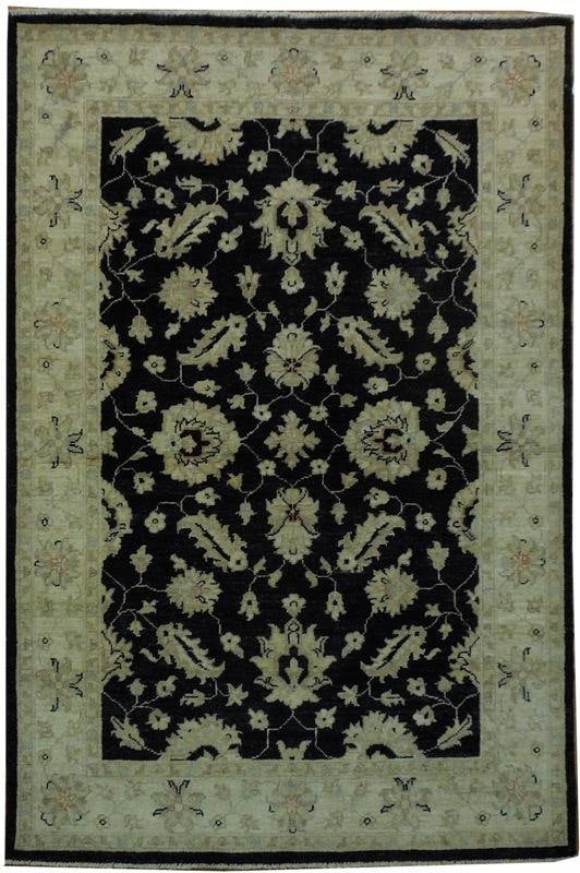 Handcrafted 4' x 6' Black Chobi Zigler Peshawar Rug: Handcrafted 4' x 6' Black Chobi Zigler Peshawar Rug Free continental US Shipping Elevate your space with the exquisite 4' x 6' Black Chobi Zigler Peshawar Rug, a stunning blend of luxury and artisanal