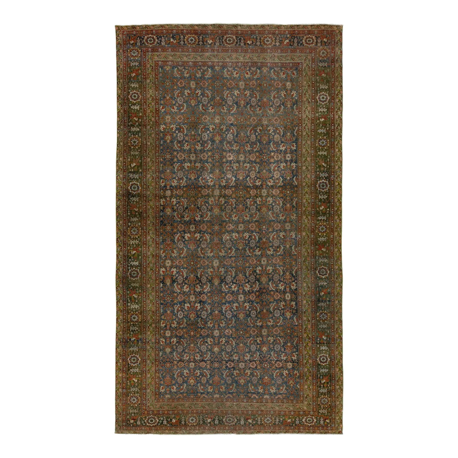 Antique Persian Malyer Floral Wool Rug 6'7 x 11'10 Blue (1 of 10)