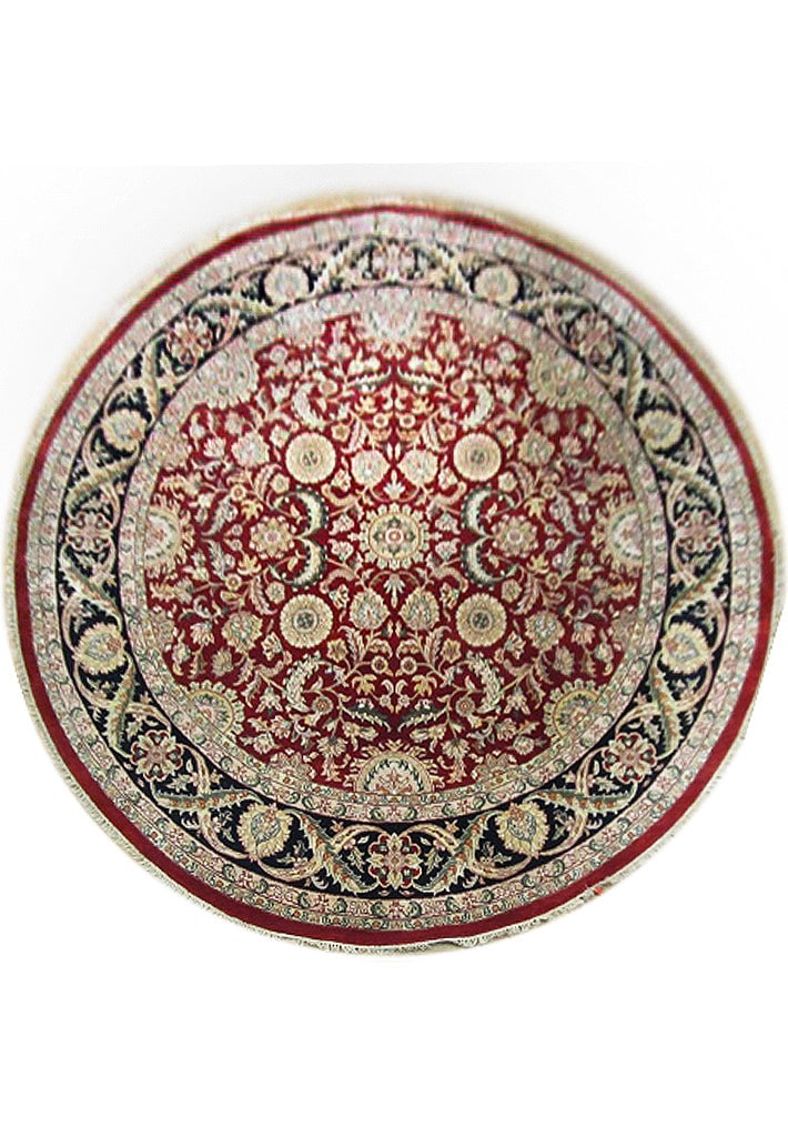 7.11 x 7.11 Round Handmade Wool and Silk High Quality Rug: 7.11 x 7.11 Round Handmade Wool and Silk High Quality Rug Free continental US Shipping This 7.11 x 7.11 round handmade rug is crafted from a premium blend of wool and silk, expertly hand-knotted by sk