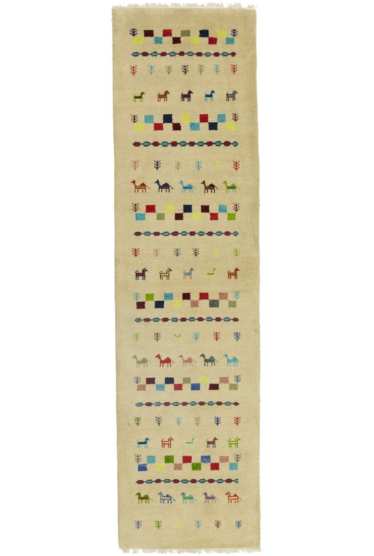 Hand-knotted Indo-Gabbeh pictorial wool runner 2'7 x 9'11 (1 of 18)