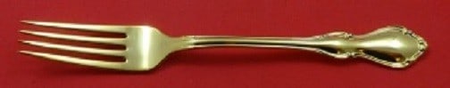 Reed and Barton Hampton Court Vermeil Sterling Silver Fork 7.5": Reed and Barton Hampton Court Vermeil Sterling Silver Fork 7.5" This exquisite Hampton Court Vermeil regular fork by Reed & Barton features a timeless design in sterling silver, measuring 7 1/2 inches