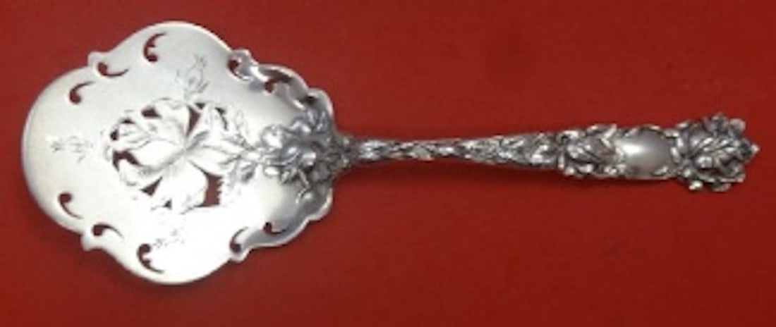 Alvin Bridal Rose Sterling Silver 8 1/4" Waffle Server Brite-Cut Pierced: Alvin Bridal Rose Sterling Silver 8 1/4" Waffle Server Brite-Cut Pierced This exquisite waffle server is part of the Bridal Rose pattern by Alvin, crafted from high-quality sterling silver. Its elegan