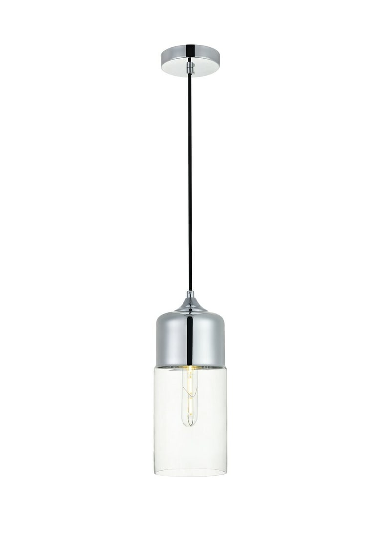 Ashwell Chrome Glass Pendant Light 1-Light Adjustable: Ashwell Chrome Glass Pendant Light 1-Light Adjustable This modern pendant light fixture features a polished chrome finish with a clear cylindrical glass shade, offering a sleek and contemporary look s