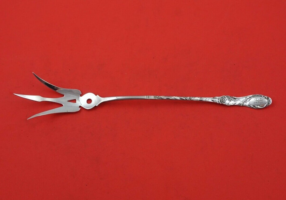 Gorham Rouen Sterling Silver Lettuce Fork Monogrammed 9 3/8": Gorham Rouen Sterling Silver Lettuce Fork Monogrammed 9 3/8" This exquisite lettuce fork from the Rouen pattern by Gorham is crafted from high-quality sterling silver. Measuring 9 3/8 inches, it featu