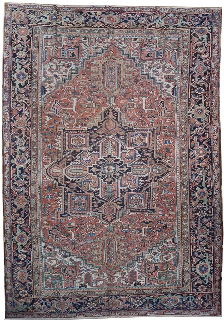 Authentic Persian Heriz Serapi Rug 8 x 11 Hand-Knotted Wool 1950s (1 of 6)
