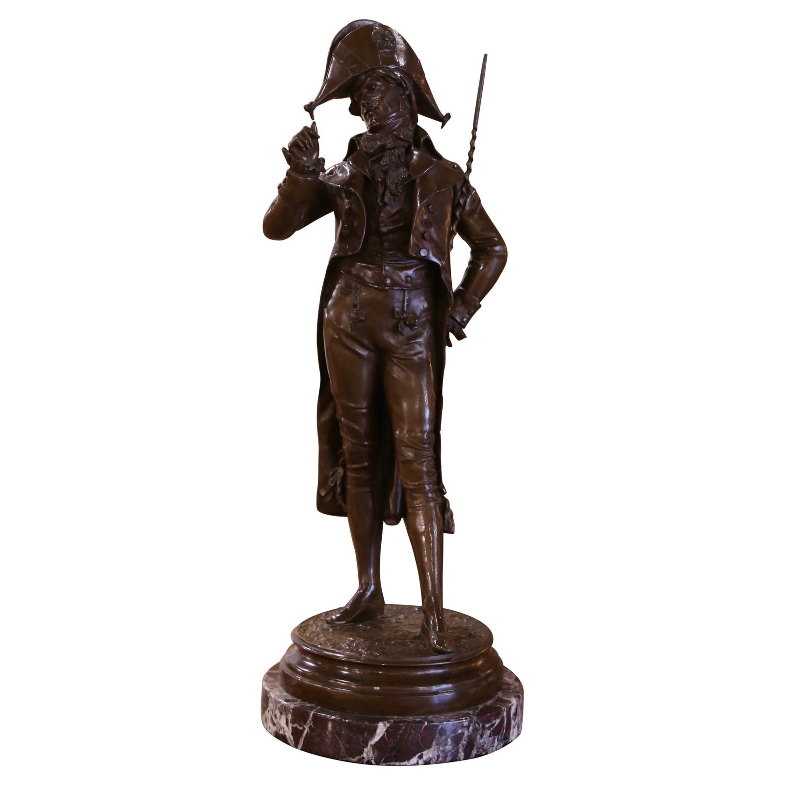 19th Century French Bronze Sculpture L'Incroyable by Edouard Lormier: 19th Century French Bronze Sculpture L'Incroyable by Edouard Lormier This exquisite 19th Century French patinated bronze sculpture, titled "L'Incroyable," is a stunning representation of a Napoleonic-