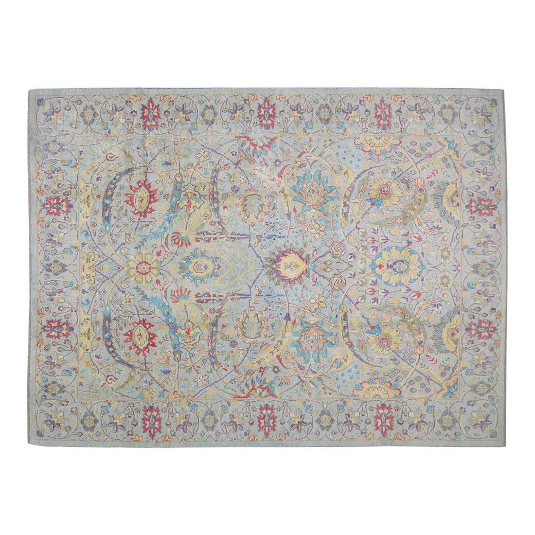Olive Wool Hand-Knotted Anatolian Rug 8'7" x 12' Vintage Turkish Design: Olive Wool Hand-Knotted Anatolian Rug 8'7" x 12' Vintage Turkish Design This vintage Turkish Anatolian rug is hand-knotted from wool using traditional techniques, offering a blend of timeless craftsma