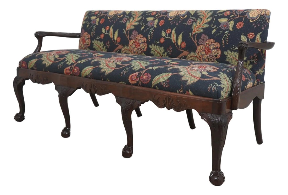 Mahogany Georgian Chippendale Style Clawfoot Settee (1 of 10)