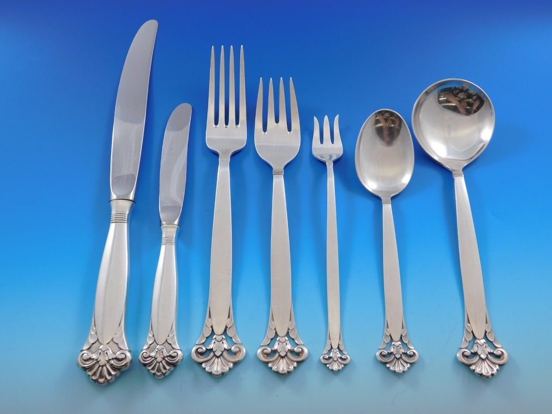 Marthinsen Cloister Sterling Silver 92 Piece Norwegian Flatware Service (1 of 9)