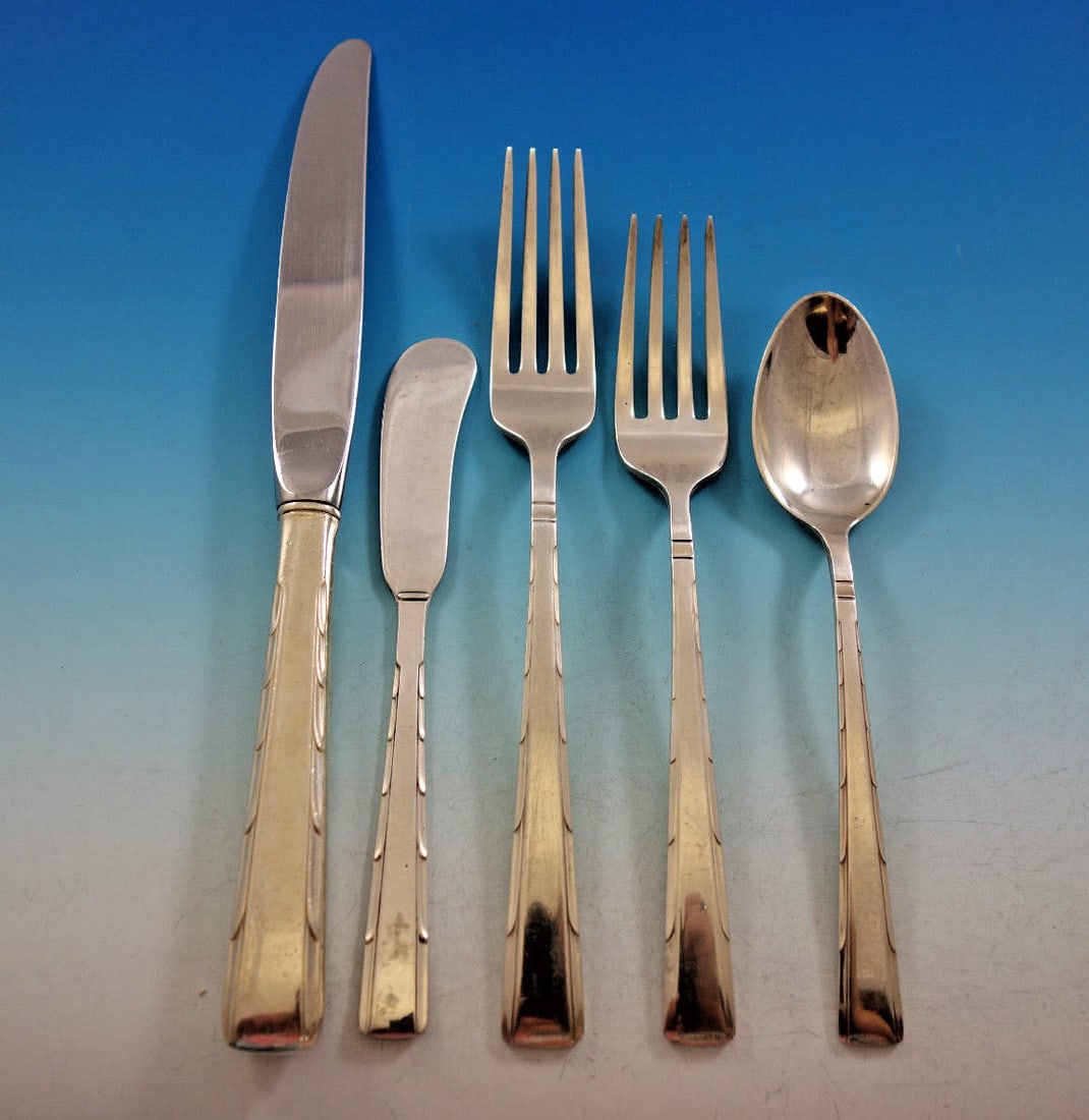 34 Piece Easterling Horizon Sterling Silver Flatware Service Set (1 of 8)
