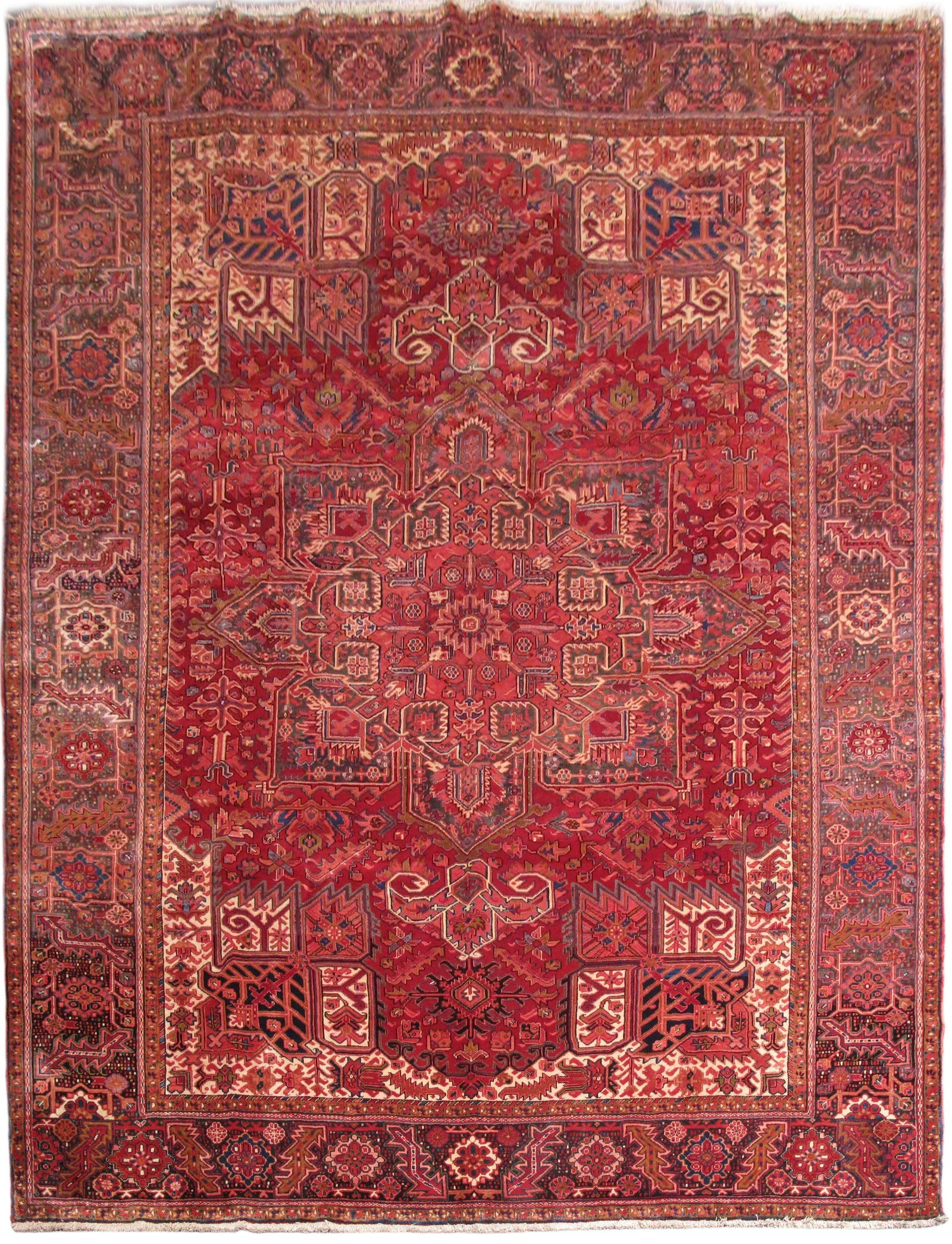 10' x 13'3" Authentic Persian Hand-knotted Heriz Area Rug: 10' x 13'3" Authentic Persian Hand-knotted Heriz Area Rug Free continental US Shipping Discover the timeless beauty of this Authentic Persian Traditional Design Hand-knotted Heriz Rug, expertly crafte