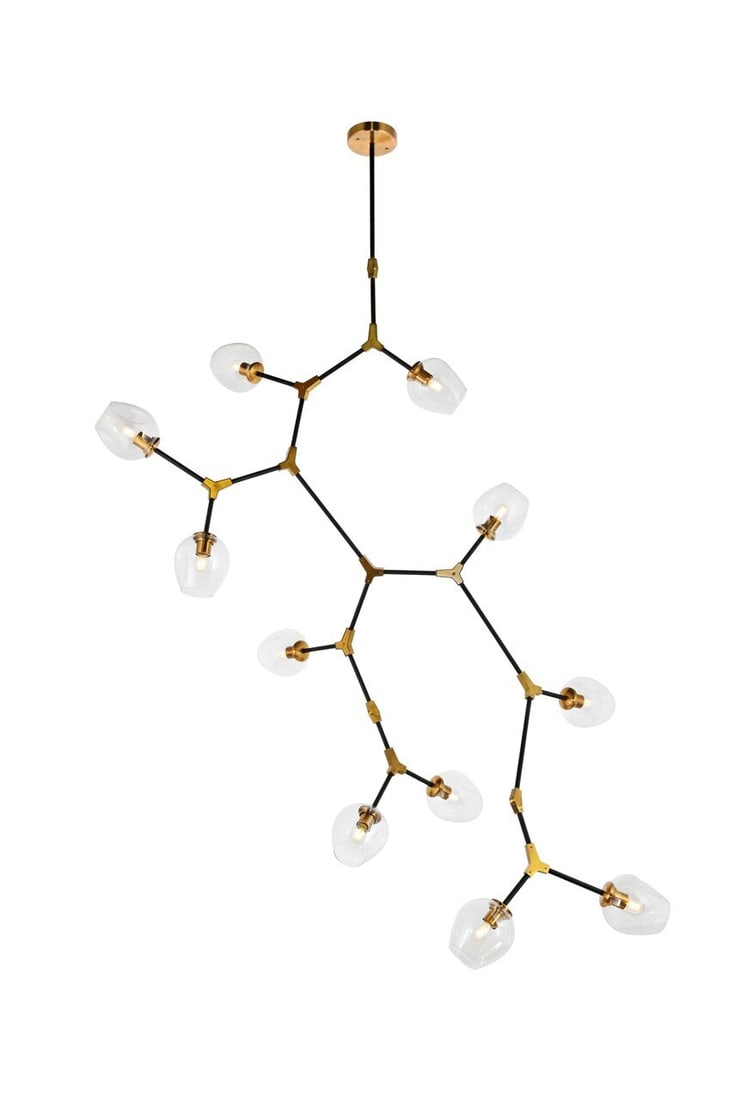Cavoli 11 Light Pendant by Lighting Brass Black 73.6 in (1 of 7)