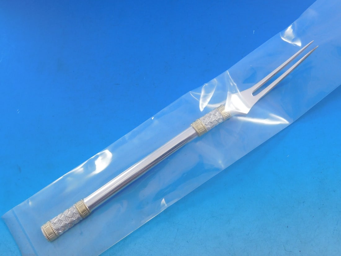 Wallace Aegean Weave Gold Sterling Silver Spinach Fork 8 Inch: Wallace Aegean Weave Gold Sterling Silver Spinach Fork 8 Inch This exquisite serving fork is part of the Aegean Weave Gold pattern by Wallace. Crafted from high-quality sterling silver, this custom-ma