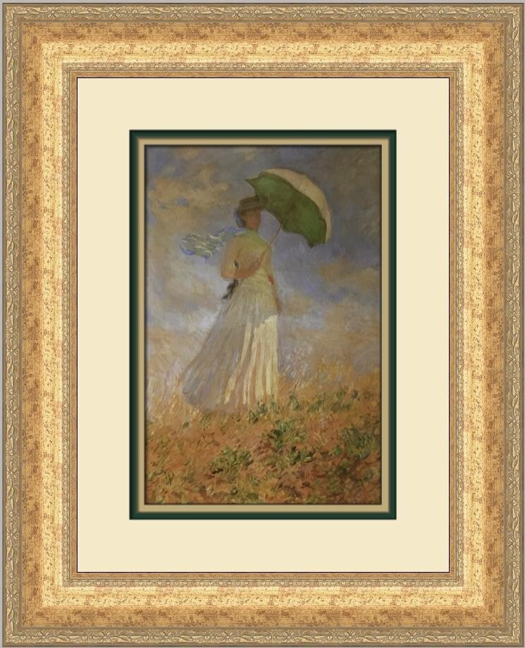 Claude Monet A Lady with a Parasol Custom Framed Art Print 19 x 16: Claude Monet A Lady with a Parasol Custom Framed Art Print 19 x 16 This exquisite custom framed print features Claude Monet's iconic artwork, 'A Lady with a Parasol.' Measuring 19 inches in height and