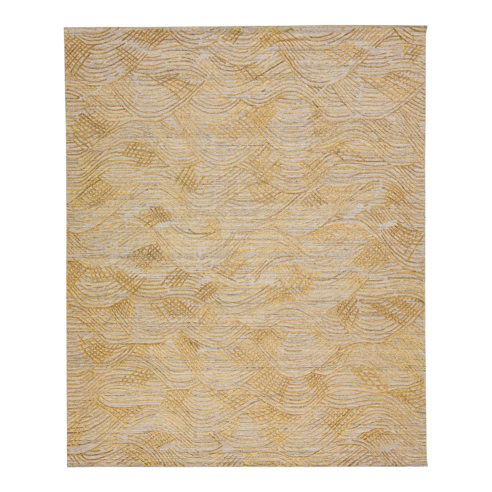 Thom Filicia Contemporary Gold Texture Wool Viscose Rug 8' x 10' (1 of 8)