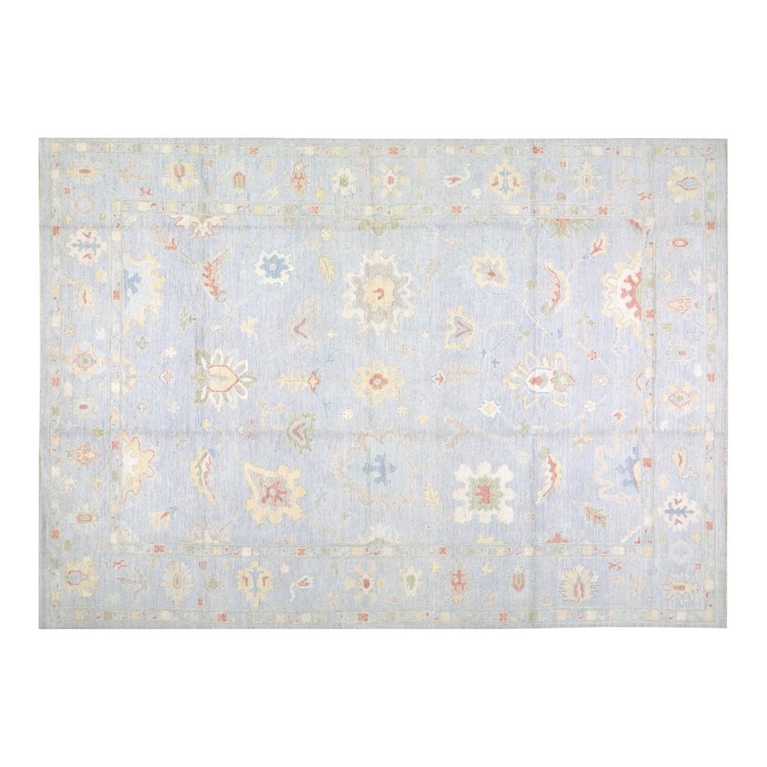 10'x14' Wool Area Rug with Oushak Motif Hand Knotted in Turkey: 10'x14' Wool Area Rug with Oushak Motif Hand Knotted in Turkey This Turkish Oushak rug is hand-knotted from wool using traditional techniques, combining timeless craftsmanship with modern design sensi