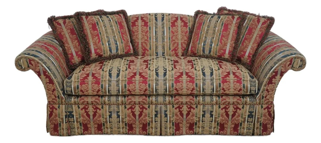 Kindel Camelback Sofa in Damask Upholstery (1 of 10)
