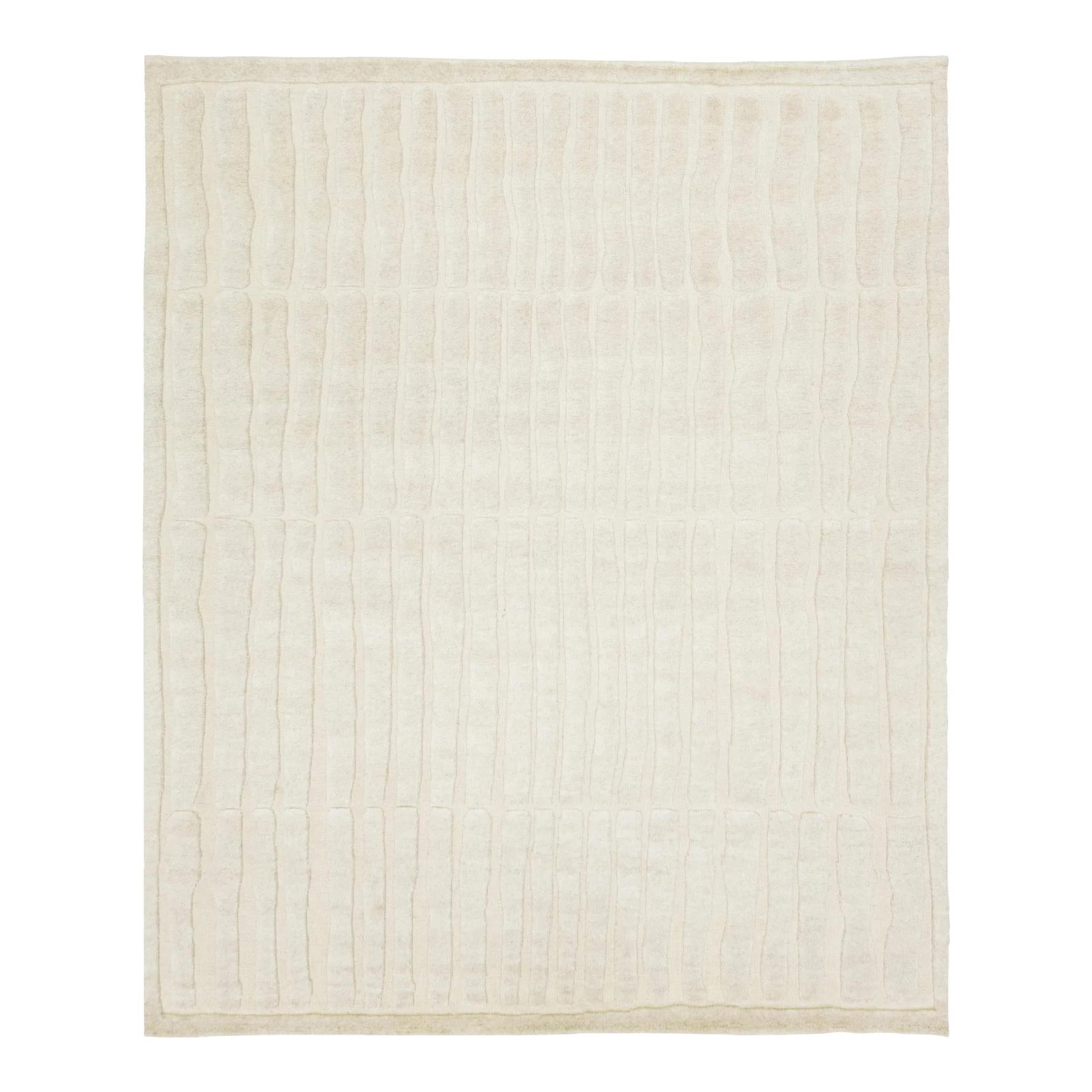 Moroccan-Style Hand-Knotted Wool Rug Ivory 8'2" x 9'10": Moroccan-Style Hand-Knotted Wool Rug Ivory 8'2" x 9'10" Elevate your space with this exquisite Moroccan-style wool rug, meticulously hand-knotted to showcase a stunning modern design. The natural ivor