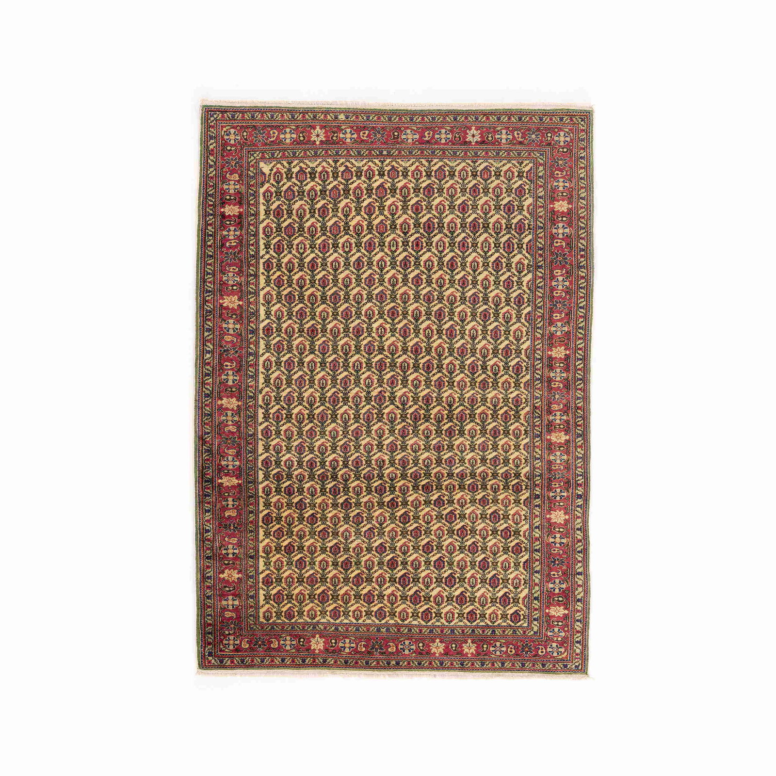 Authentic Handmade Kayseri Wool on Cotton Carpet 59.4 x 83.1: Authentic Handmade Kayseri Wool on Cotton Carpet 59.4 x 83.1 Experience the exquisite craftsmanship of this authentic handmade Kayseri carpet, featuring a luxurious blend of wool on cotton. This carpe