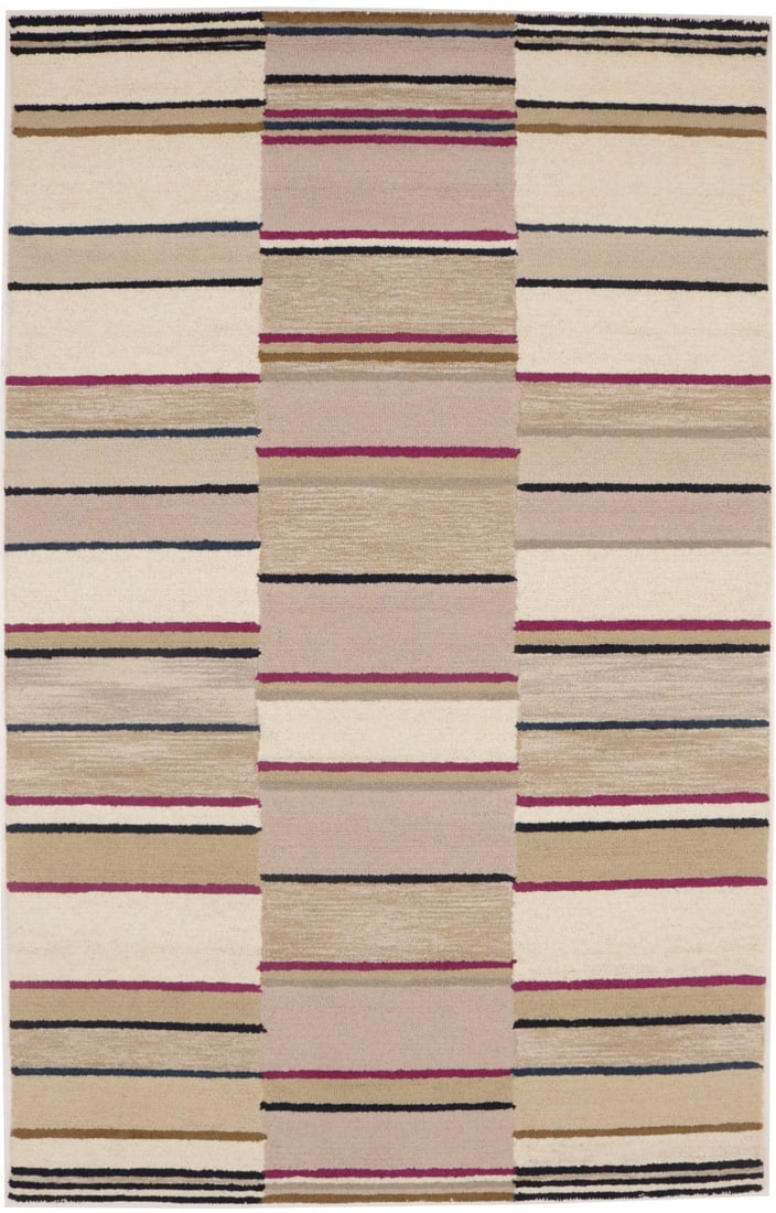Hand-Tufted Multicolored Striped Modern Rug 5x8 ft Kids Bedroom: Hand-Tufted Multicolored Striped Modern Rug 5x8 ft Kids Bedroom Brighten up your space with this stunning multicolored hand-tufted modern rug. Measuring 5'0" x 8'0", this rectangular area rug features