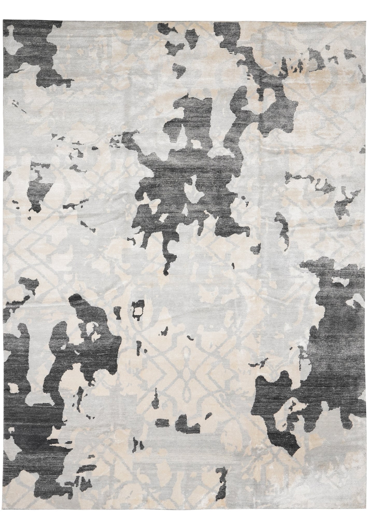 9 x 11.9 Handmade Modern Wool Silk Quality Rug: 9 x 11.9 Handmade Modern Wool Silk Quality Rug Free continental US Shipping This handmade modern rug is crafted from a premium blend of wool and silk, offering a soft, resilient feel with a subtle lum