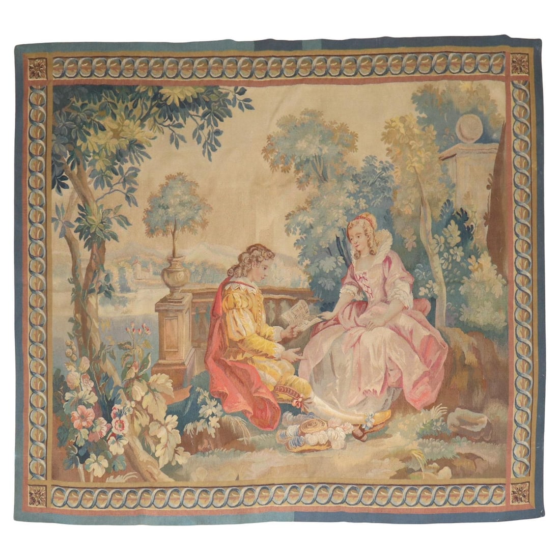 Early 20th Century French Hand-Woven Wool Tapestry Vienna Secession 67 x 80: Early 20th Century French Hand-Woven Wool Tapestry Vienna Secession 67 x 80 This exquisite early 20th century French tapestry showcases the distinctive Vienna Secession style, characterized by its int
