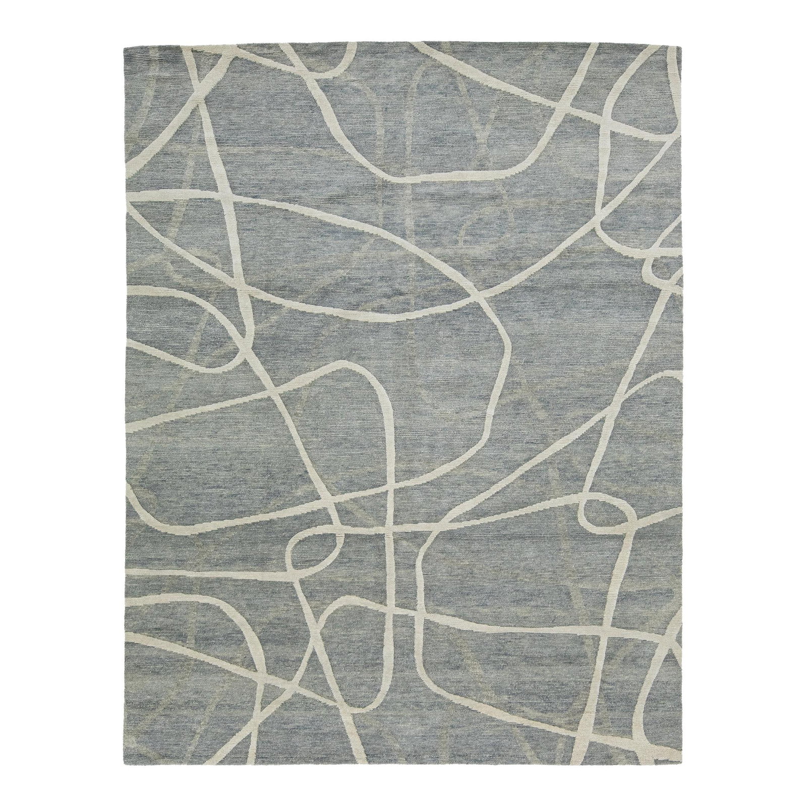 Handmade Abstract Gray Wool Rug 8' x 10' Modern Design (1 of 10)