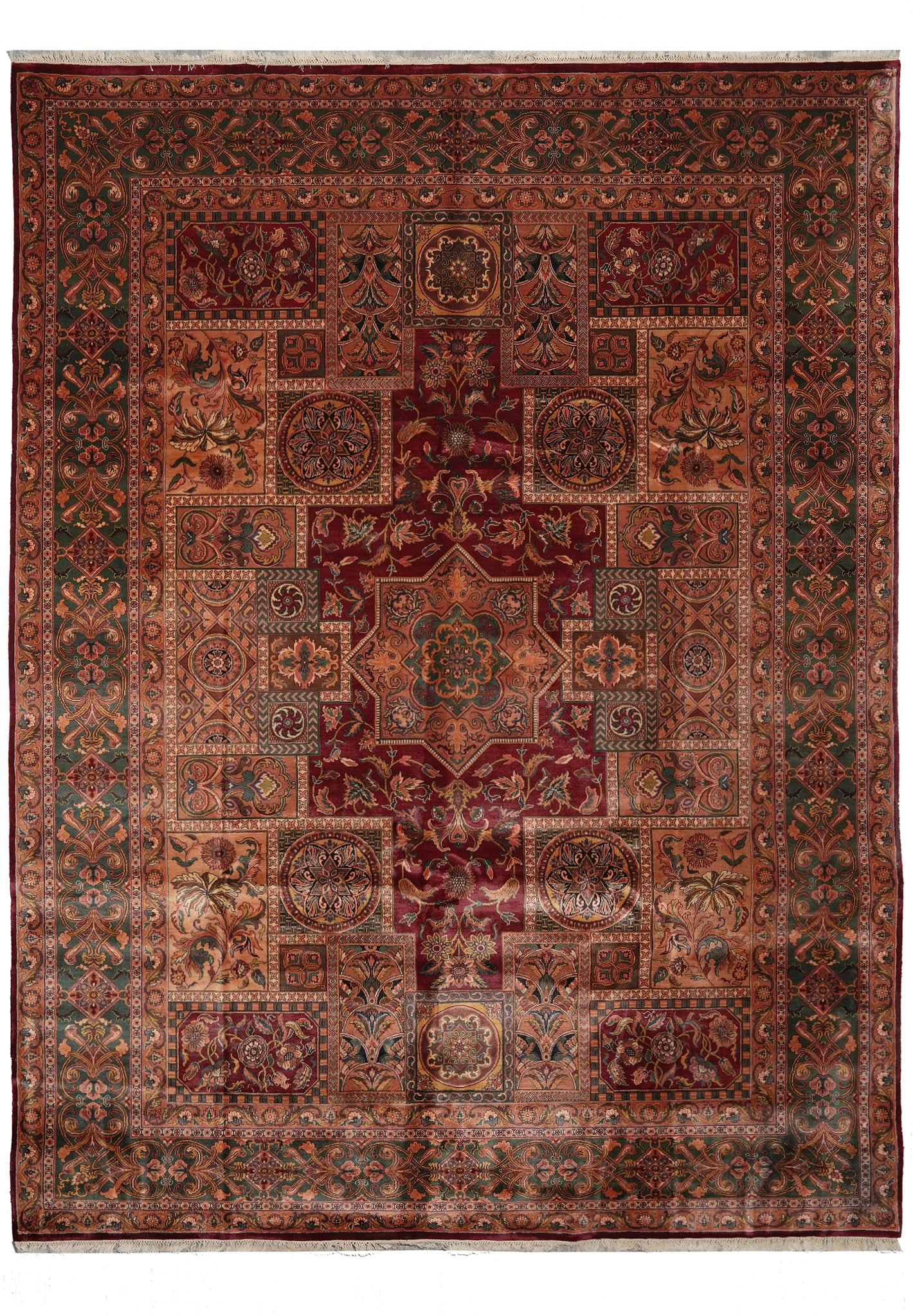 9.3 x 12 Jaipour Hand Knotted Wool Rug Burgundy: 9.3 x 12 Jaipour Hand Knotted Wool Rug Burgundy Free continental US Shipping This hand-knotted Jaipour rug showcases traditional Indian craftsmanship with a rich burgundy color palette accented by ivo