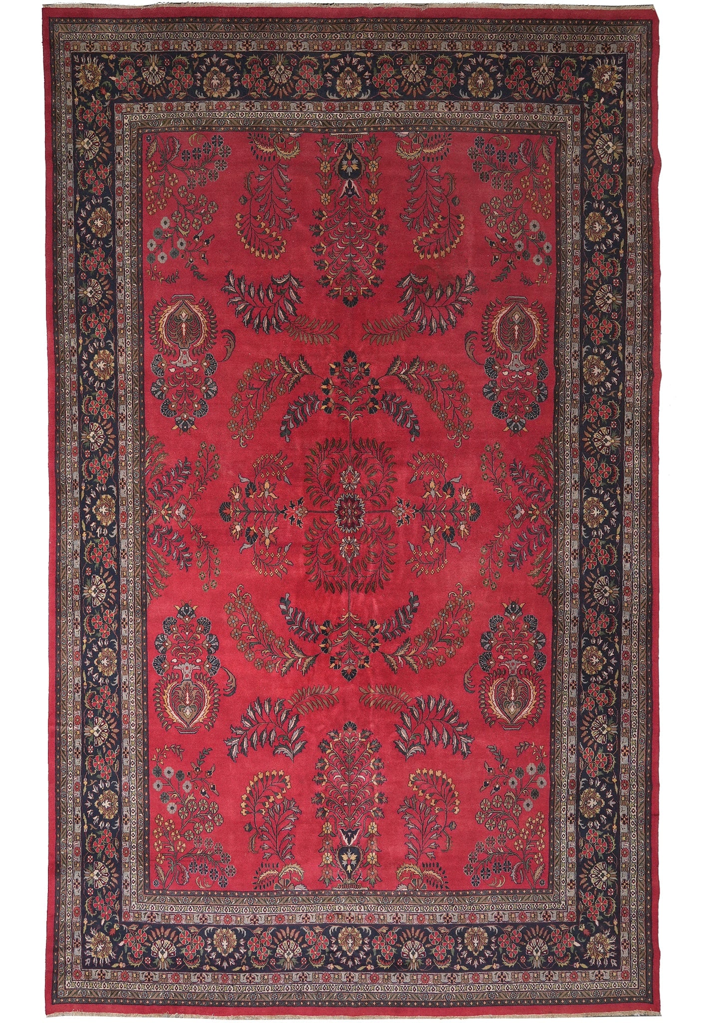 13 x 20.7 Hand-Knotted Sarouk Rug Premium Wool Floral Medallion (1 of 13)