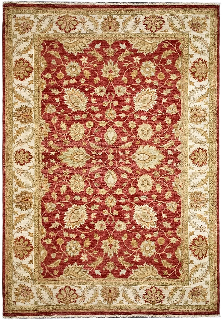 5'7 x 8' Handmade Rust Chobi Rug - Vegetable Dyed Wool: 5'7 x 8' Handmade Rust Chobi Rug - Vegetable Dyed Wool Free continental US Shipping Enhance your living space with this stunning 5.7 x 8 Rust Color Vegetable Dyed Chobi Rug, a perfect blend of traditi