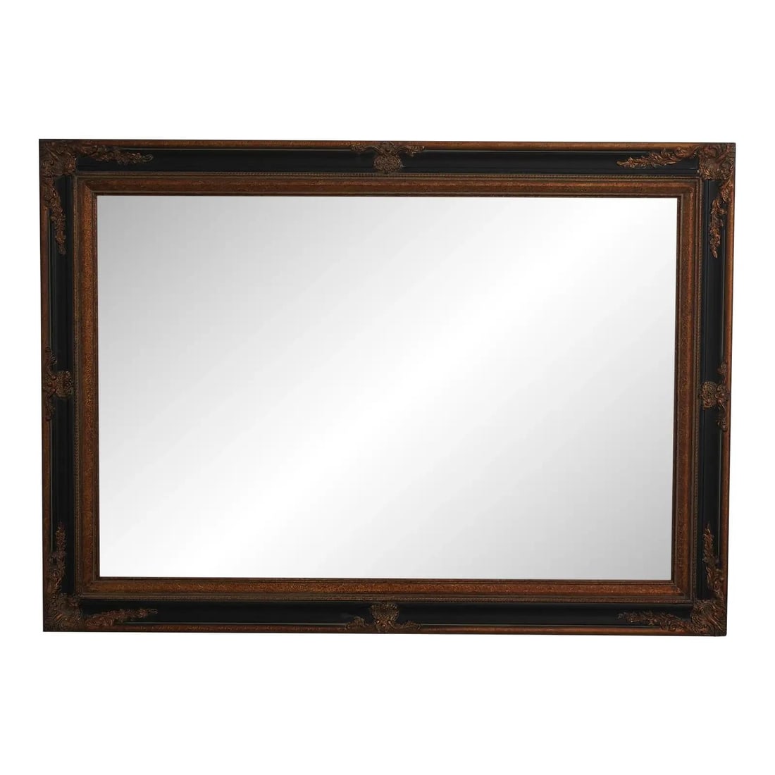 French Style Black Gold Beveled Wall Mirror (1 of 8)