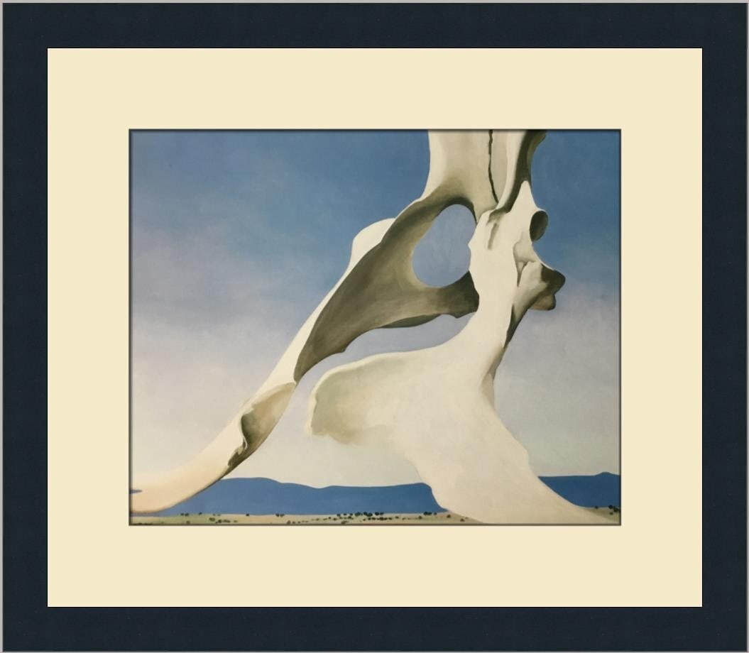 Georgia O'Keeffe Pelvis with the Distance Custom Framed Print 1988: Georgia O'Keeffe Pelvis with the Distance Custom Framed Print 1988 Experience the striking beauty of Georgia O'Keeffe's "Pelvis with the Distance," a custom framed print that brings a touch of moderni